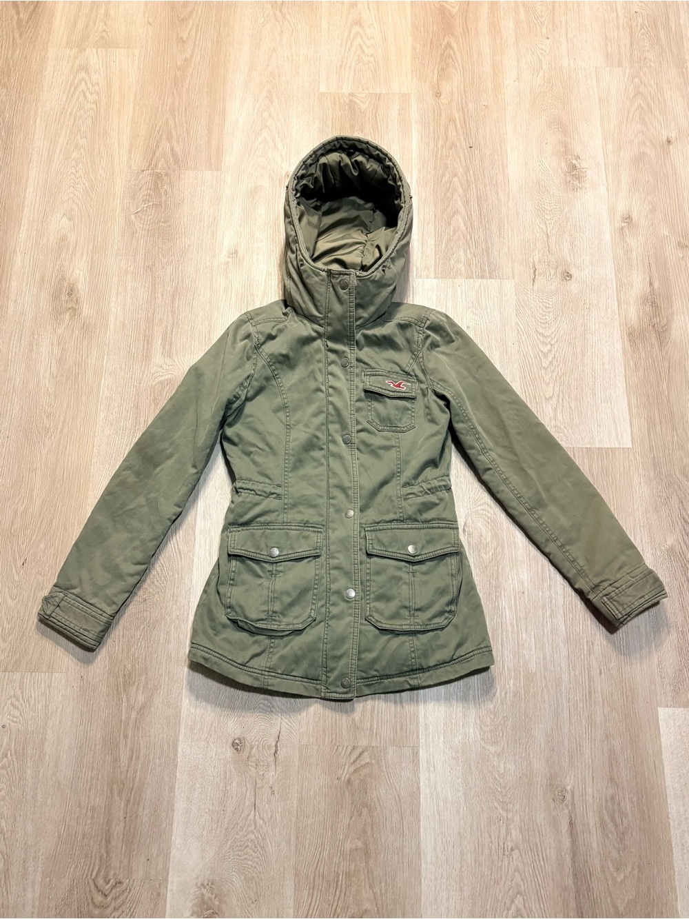 Vintage Hollister Green Zip Up Jacket Size XS Fitted Bella Swan Y2K Preppy Fall